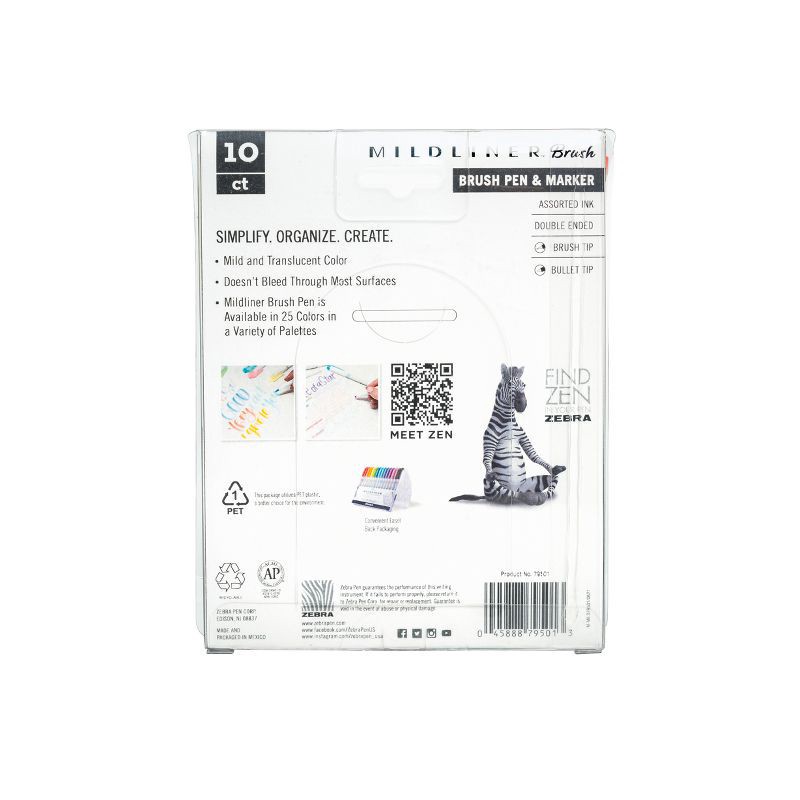 slide 9 of 9, Zebra 10ct Mildliner Dual-tip Creative Colorful Markers Gifting: Artist Markers, 0.4mm & 0.6mm, Water-Resistant, Quick Drying, 10 ct