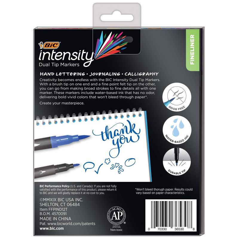 slide 2 of 3, BIC 12ct Water Based Markers Intensity Dual Tip, 12 ct