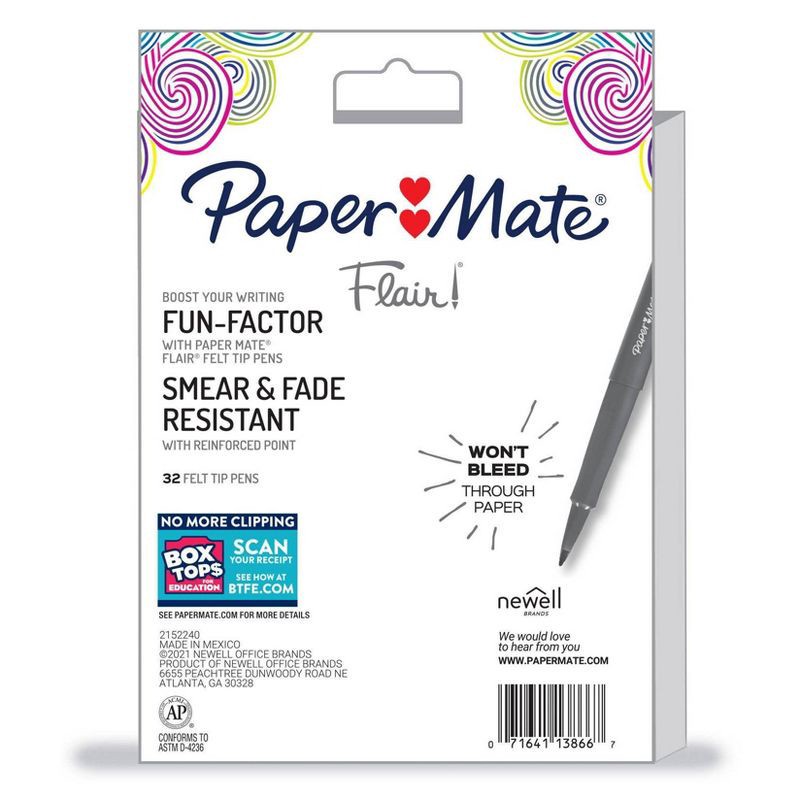 slide 7 of 7, Paper Mate Flair 32pk Felt Pens 0.7mm Medium Tip Multicolored, 32 ct