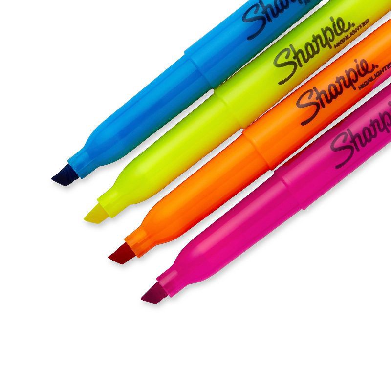 slide 2 of 5, Sharpie Pocket 4pk Highlighters Narrow Chisel Tip Multicolored, 4 ct