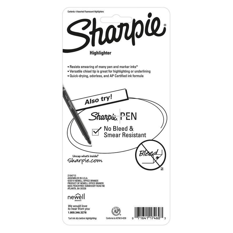 slide 4 of 5, Sharpie Pocket 4pk Highlighters Narrow Chisel Tip Multicolored, 4 ct