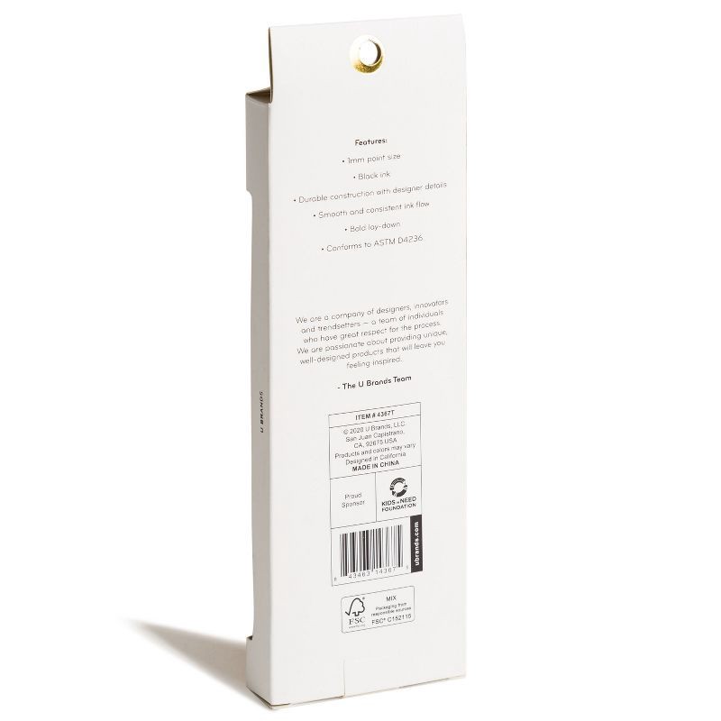 slide 2 of 6, 3ct Ballpoint Pens Black Ink - The Monterey - U Brands: Cute Pen Set, Pretty Journal Pens, 1.0mm Retractable, Non-Toxic, 3 ct