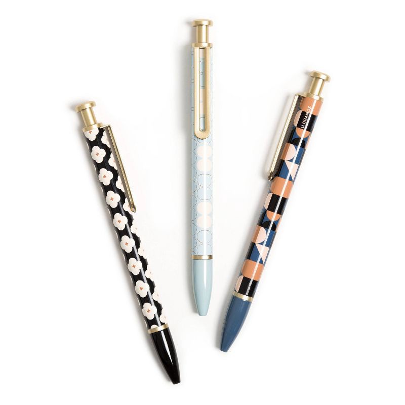 slide 5 of 6, 3ct Ballpoint Pens Black Ink - The Monterey - U Brands: Cute Pen Set, Pretty Journal Pens, 1.0mm Retractable, Non-Toxic, 3 ct