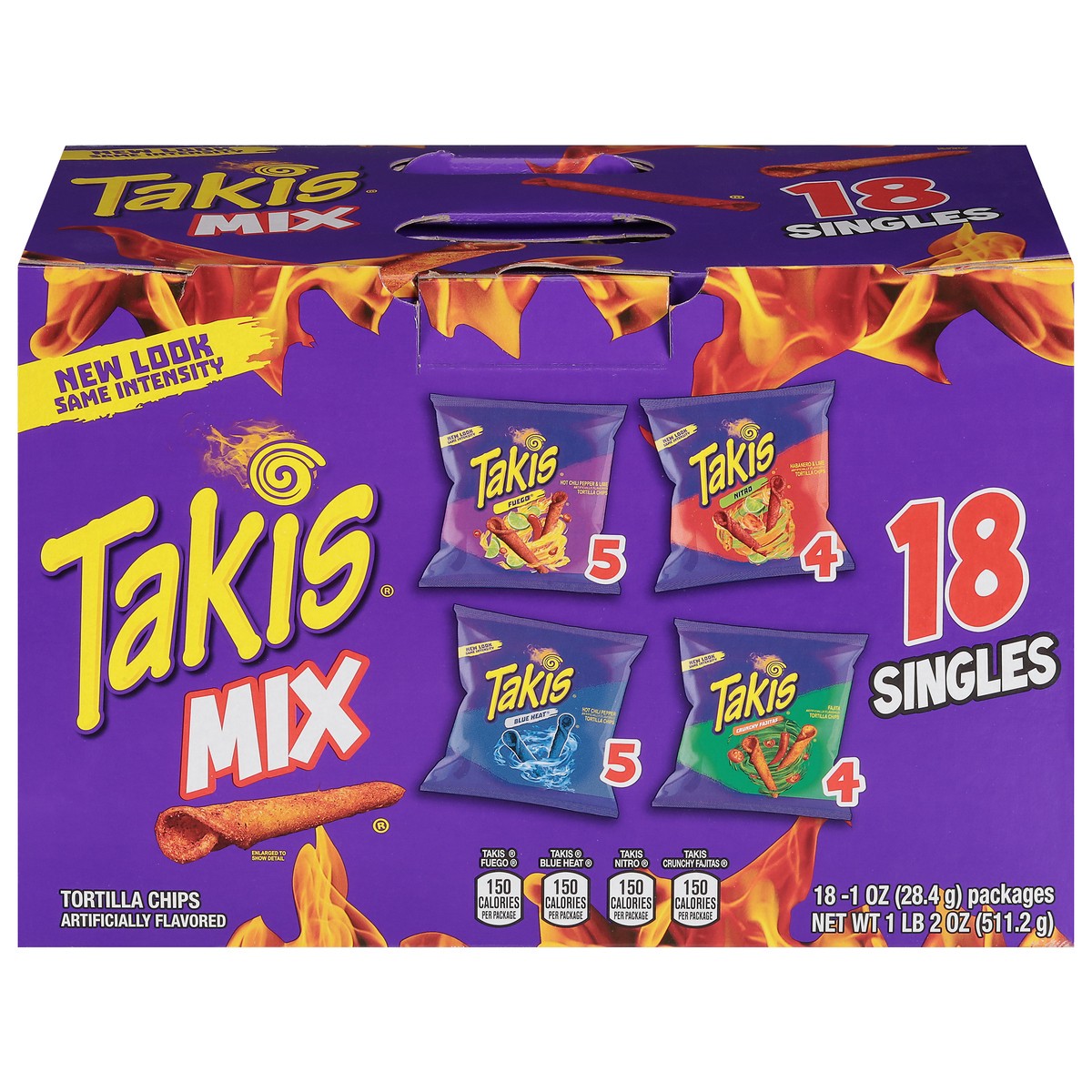 slide 1 of 8, Takis Mix Variety Pack, Assorted Flavored Mixed Rolled Tortilla Chips- 18 ct, 18 ct; 1 oz
