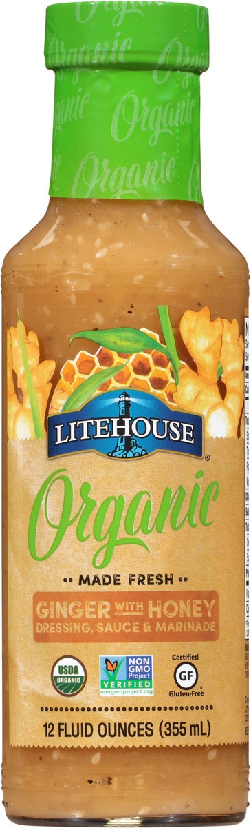 slide 8 of 9, Litehouse Organic Ginger with Honey Dressing, Sauce & Marinade 12 fl. oz. Bottle, 12 fl oz