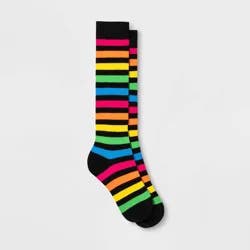 Women's Rainbow Striped Knee High Socks - 4-10: Lightweight Knit, Tagless Design
