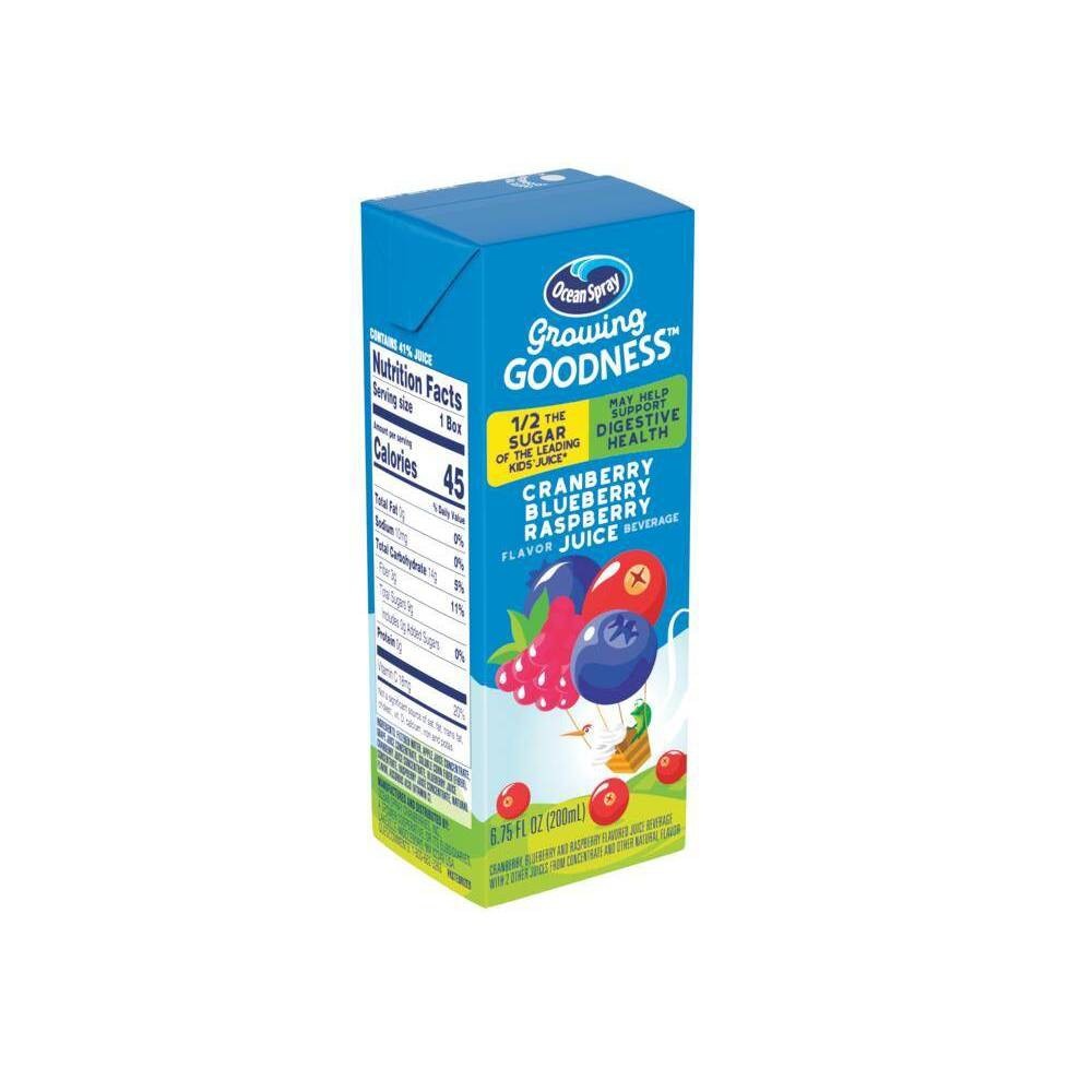 slide 3 of 5, Ocean Spray Growing Goodness Cranberry Blueberry Raspberry Juice Drink, 8 ct, 6.75 fl oz