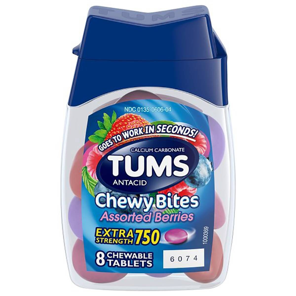 slide 1 of 3, TUMS Chewy Bites - Berry, 8 ct