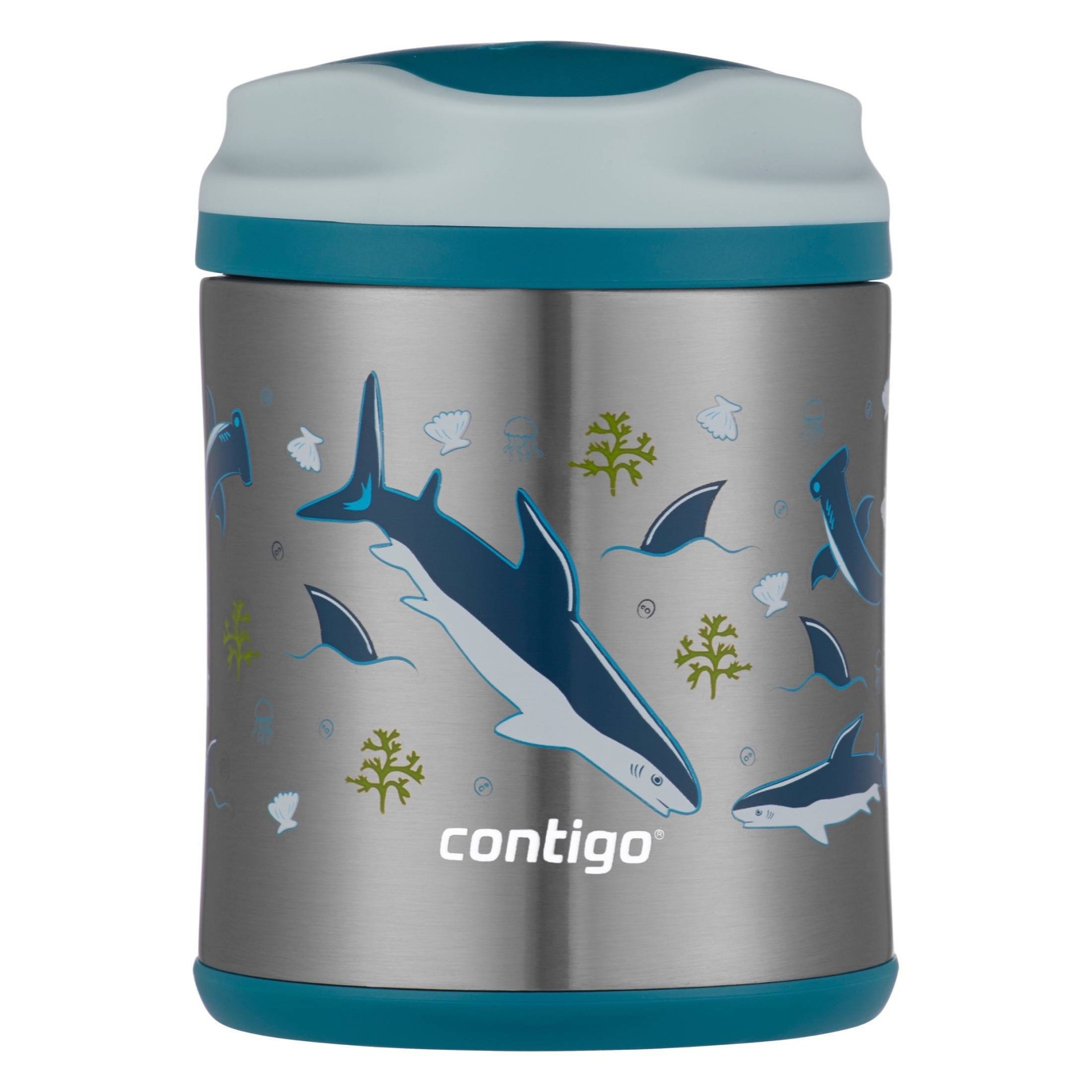 slide 1 of 3, Contigo Kids Food Jar Blue Sharks, 1 ct