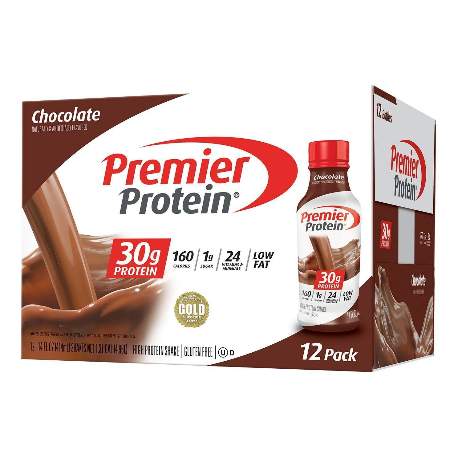 slide 1 of 3, Premier Protein Nutritional Shakes - Chocolate, 12 ct; 14 fl oz