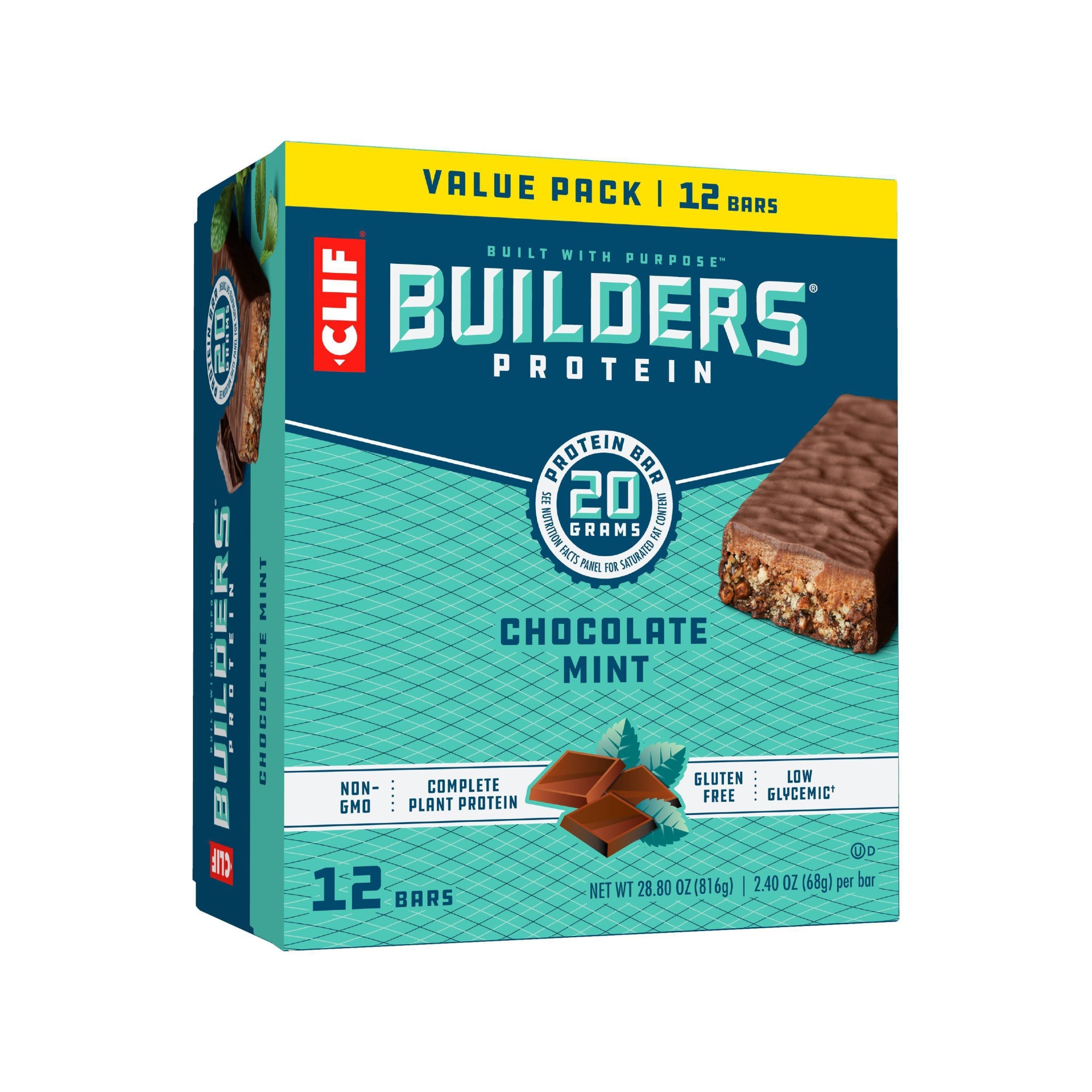 slide 1 of 4, CLIF Bar CLIF Builders Protein Bars - Chocolate Mint Protein, 20 gram, 12 ct