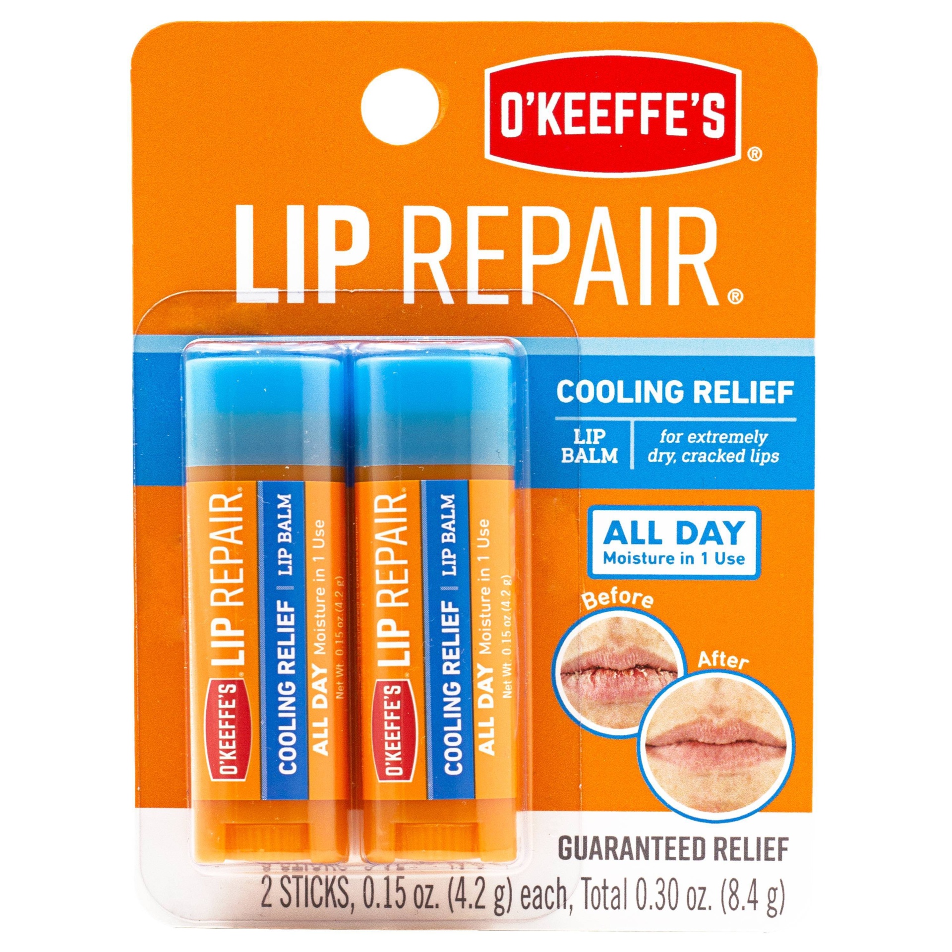 slide 1 of 4, O'Keeffe's Lip Repair Cooling Twin Stick - 0.30oz, 0.3 oz