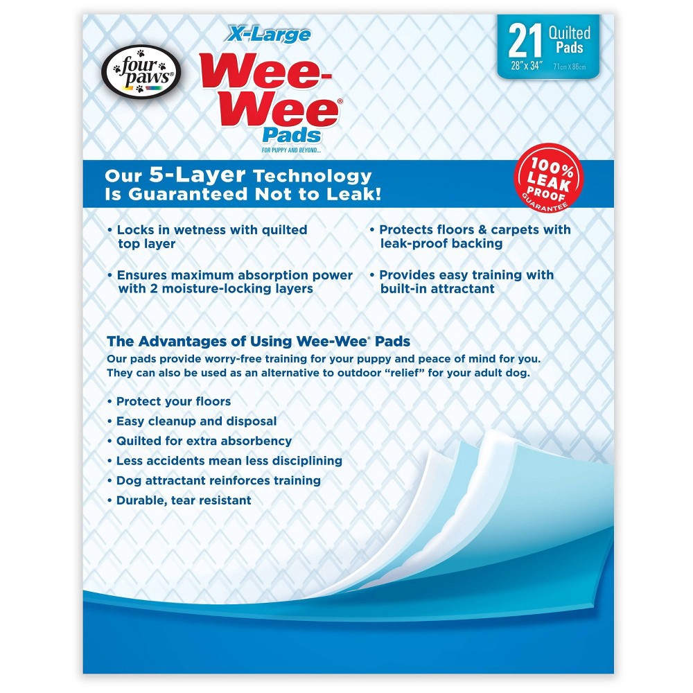 slide 3 of 5, Four Paws Wee-Wee Dog Pads - 21ct - XL, 21 ct