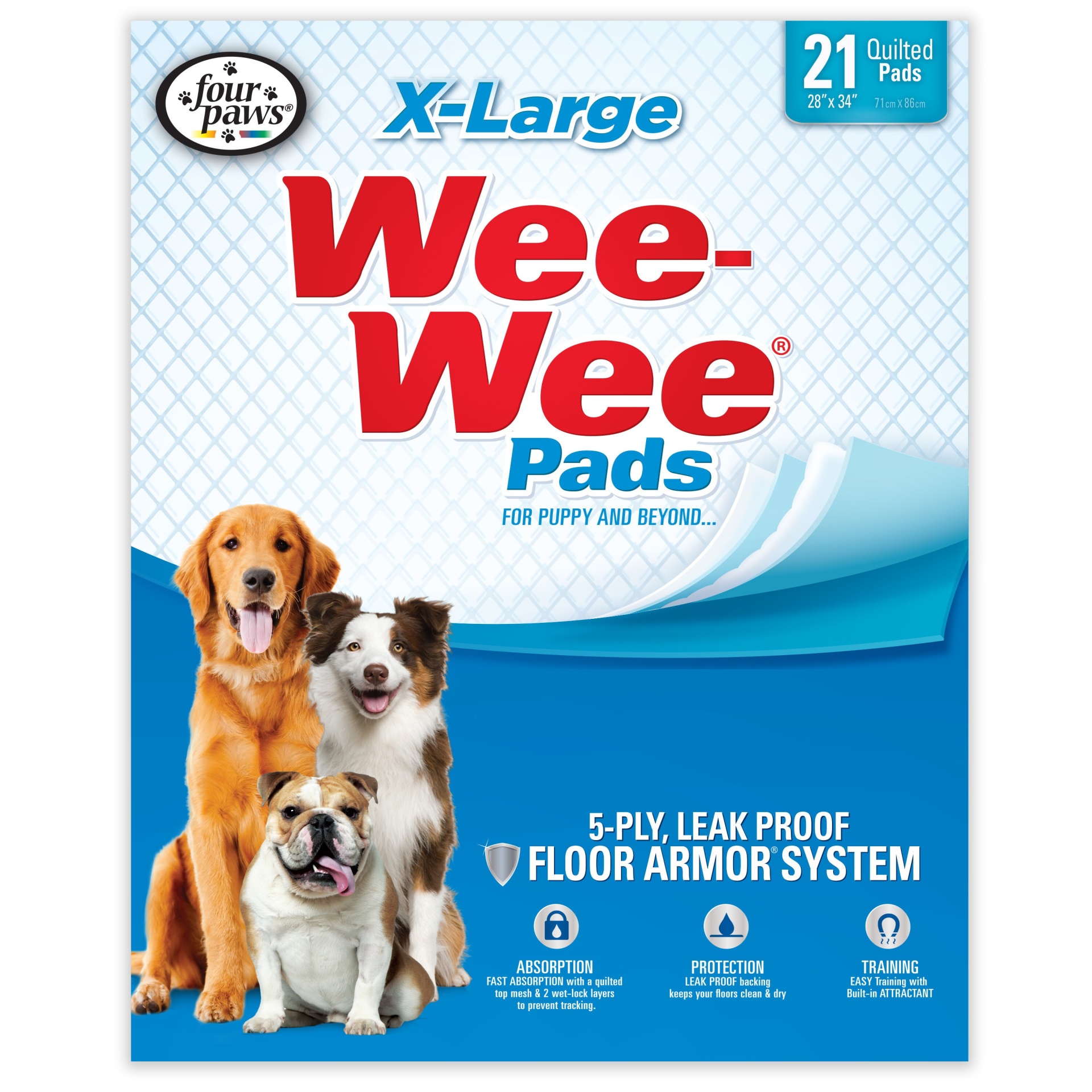 slide 1 of 5, Four Paws Wee-Wee Dog Pads - 21ct - XL, 21 ct