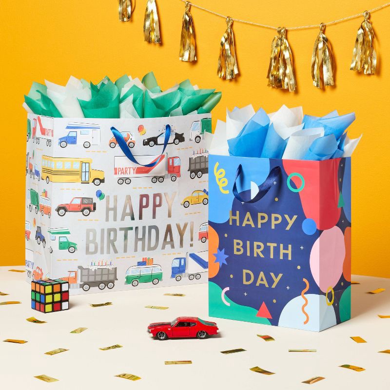 slide 2 of 3, 20ct Banded Tissue Gray/Green - Spritz™: Gift Wrap Tissue for Easter & All Occasions, 16.5" x 24", Multicolor, 20 Pack, 20 ct