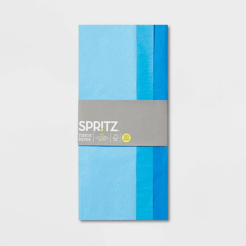 slide 3 of 3, 20ct Banded Tissue Paper Blue - Spritz™, 20 ct