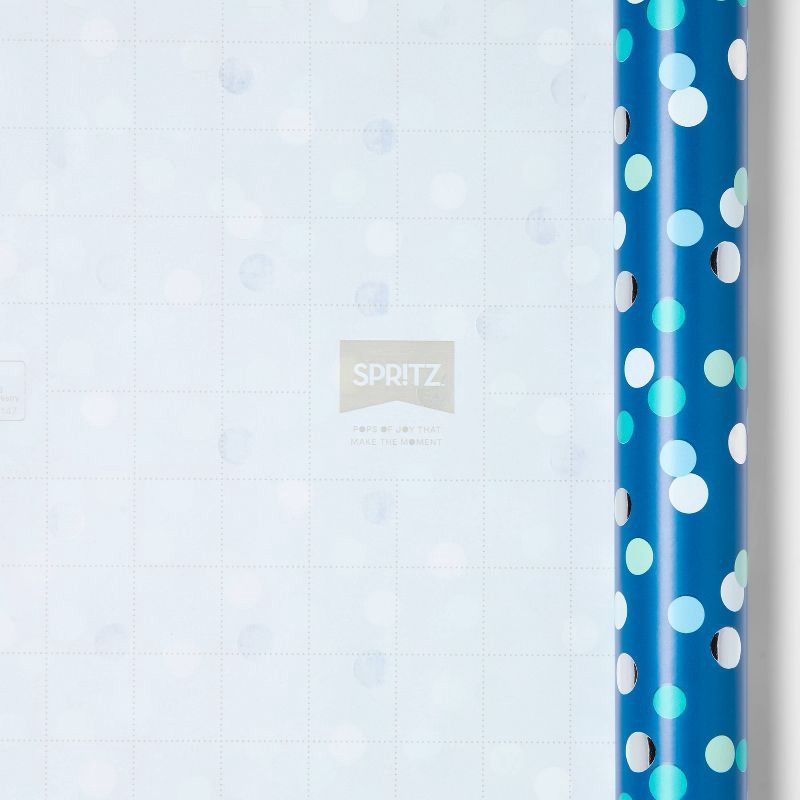 slide 3 of 3, Foil Dot Gift Wrapping Paper Navy - Spritz™, 1 ct