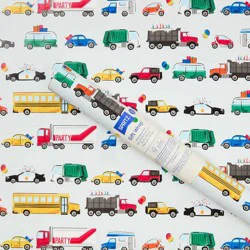 Vehicles Gift Wrapping Paper - Spritz™: Multicolor Sports Theme, Birthday Car Pattern, Boys Gift Wrap, 96" x 30"