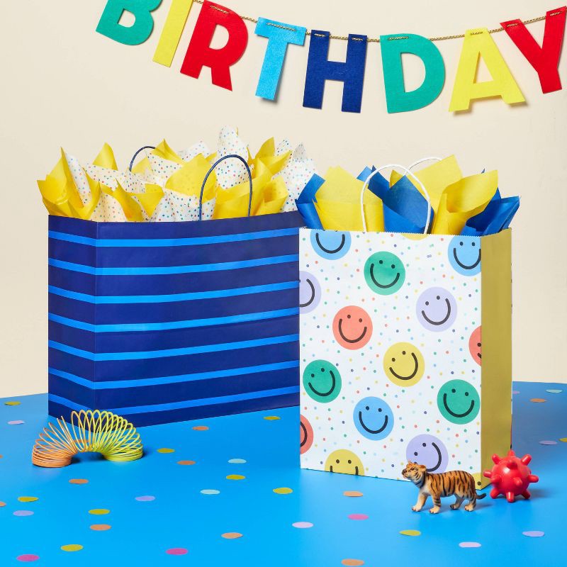 slide 2 of 3, 20ct Tissue Paper Blue/Yellow/Multi Dot Print - Spritz™: Multicolor Gift Packaging for All Occasions, Easter, Classic Patterns, 20 ct