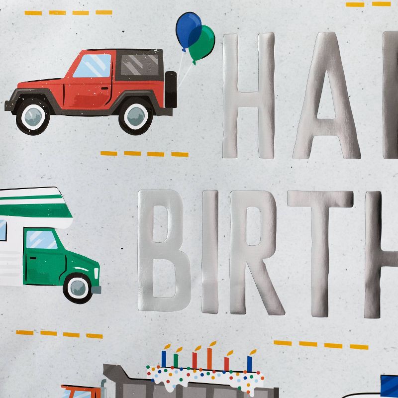 slide 3 of 3, "Happy Birthday" Vehicles Large Gift Bag - Spritz™, 1 ct