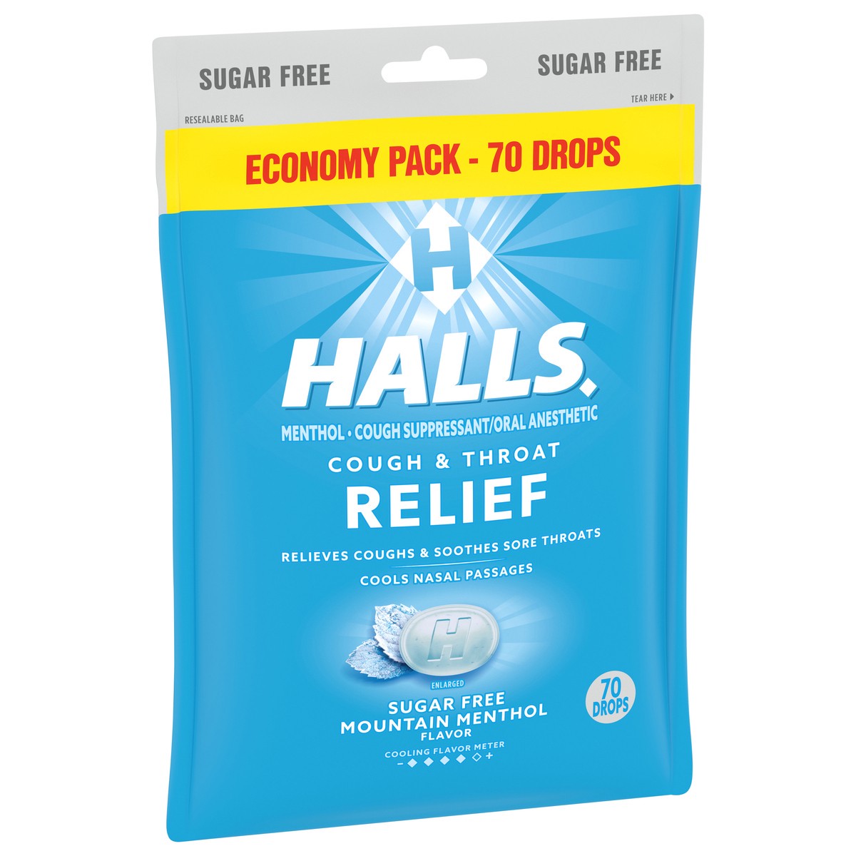 slide 2 of 9, Halls Sugar Free Mountain Menthol Flavor Cough Drops Economy Pack 70 ea, 70 ct