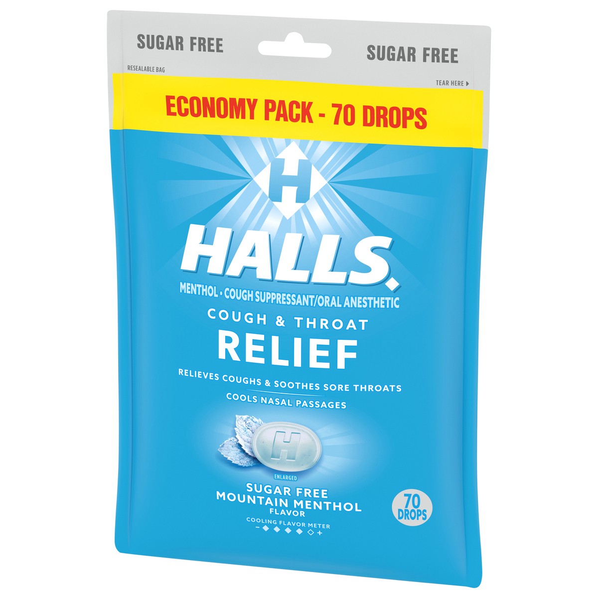 slide 3 of 9, Halls Sugar Free Mountain Menthol Flavor Cough Drops Economy Pack 70 ea, 70 ct