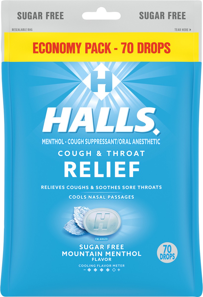 slide 6 of 9, Halls Sugar Free Mountain Menthol Flavor Cough Drops Economy Pack 70 ea, 70 ct
