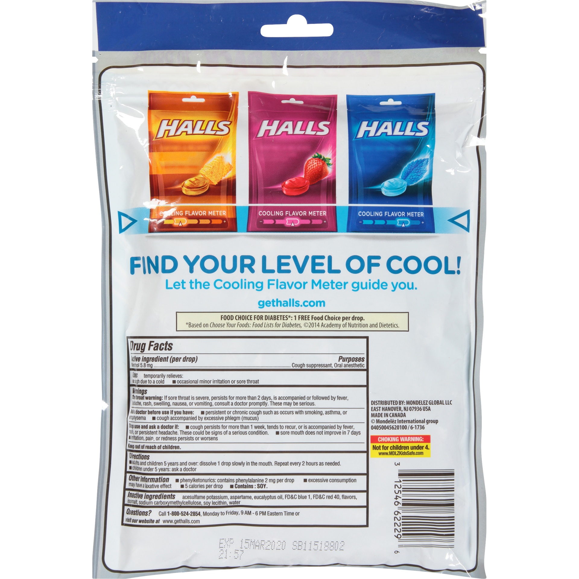 slide 7 of 8, Halls Sugar Free Triple Soothing Action Mountain Menthol Cough Suppressant, 70 ct