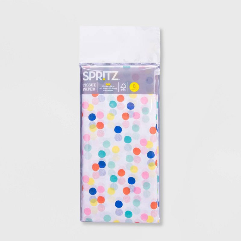 slide 1 of 1, 8ct Pegged Dotted Tissue Papers White - Spritz™: Gift Bag Tissue, Birthday, Classic Polka Dots, All Occasions, 8 ct