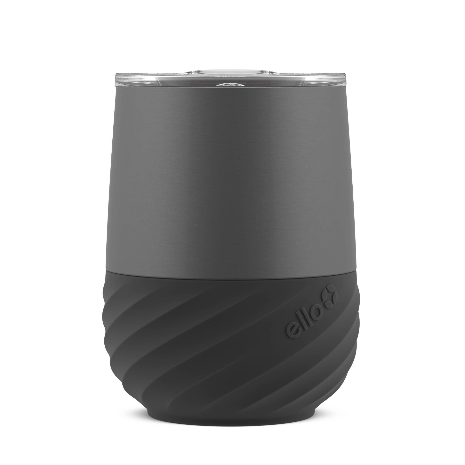 slide 1 of 4, Ello Clink Vacuum Insulated Stainless Steel Wine Tumbler with Silicone Boot and Lid - Black, 12 oz