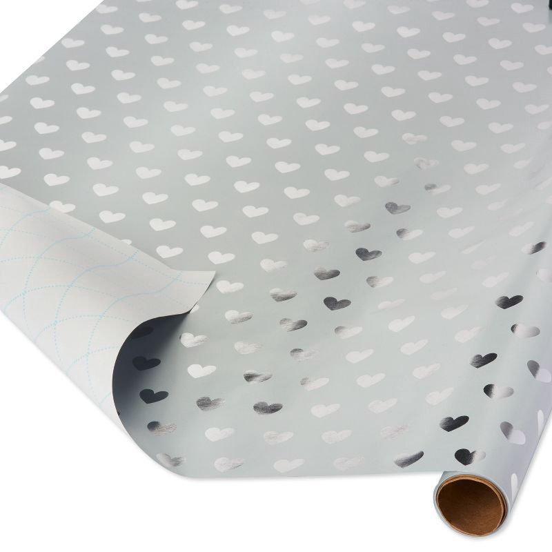 slide 2 of 3, 20 Sq Ft Hearts Pattern Gift Wrapping Paper Silver - Spritz™, 20 sq ft