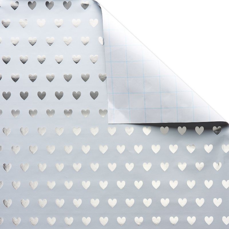 slide 3 of 3, 20 Sq Ft Hearts Pattern Gift Wrapping Paper Silver - Spritz™, 20 sq ft