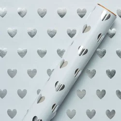 20 Sq Ft Hearts Pattern Gift Wrapping Paper Silver - Spritz™