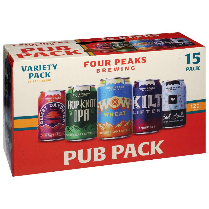slide 1 of 8, Four Peaks Brewing Company Four Peaks Brewing Variety Pack - 15pk/12 fl oz Cans, 15 ct; 12 fl oz