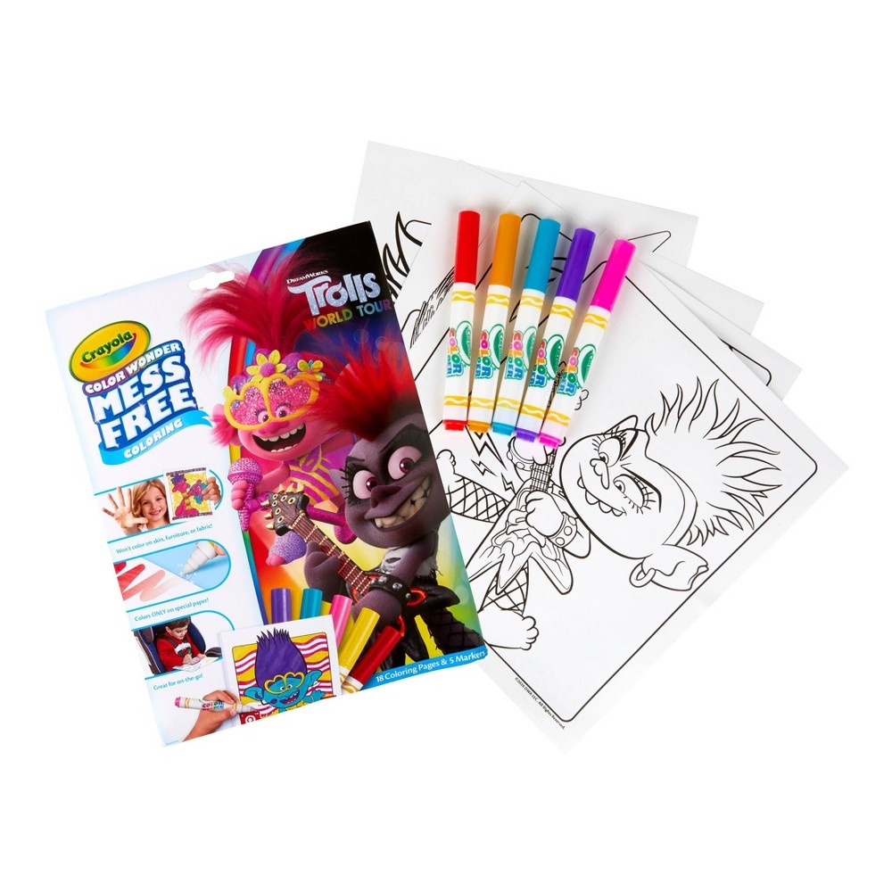 slide 2 of 4, Crayola Color Wonder Trolls World Tour Coloring Pages Set, 1 ct