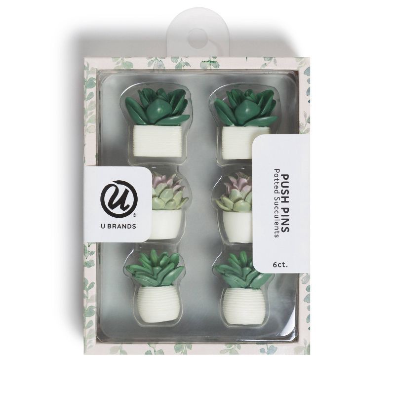 slide 1 of 5, U Brands 6ct Potted Succulent Push Pins, 6 ct