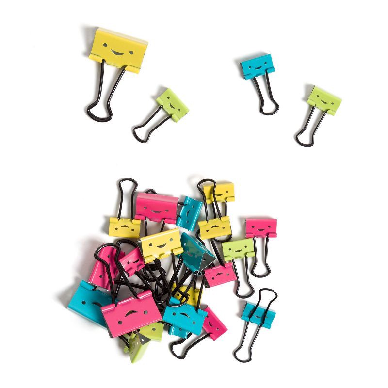slide 3 of 5, U Brands 25ct Assorted Size Binder Clips Bright and Happy: Steel Office Supplies, Multicolor, Clips & Fasteners, 25 ct