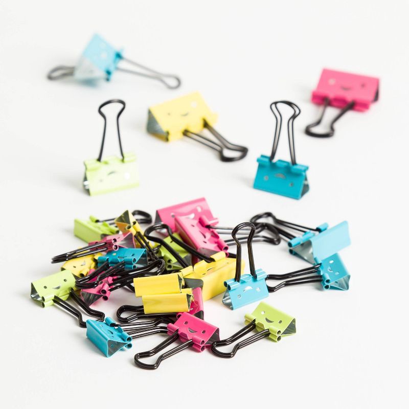 slide 5 of 5, U Brands 25ct Assorted Size Binder Clips Bright and Happy: Steel Office Supplies, Multicolor, Clips & Fasteners, 25 ct