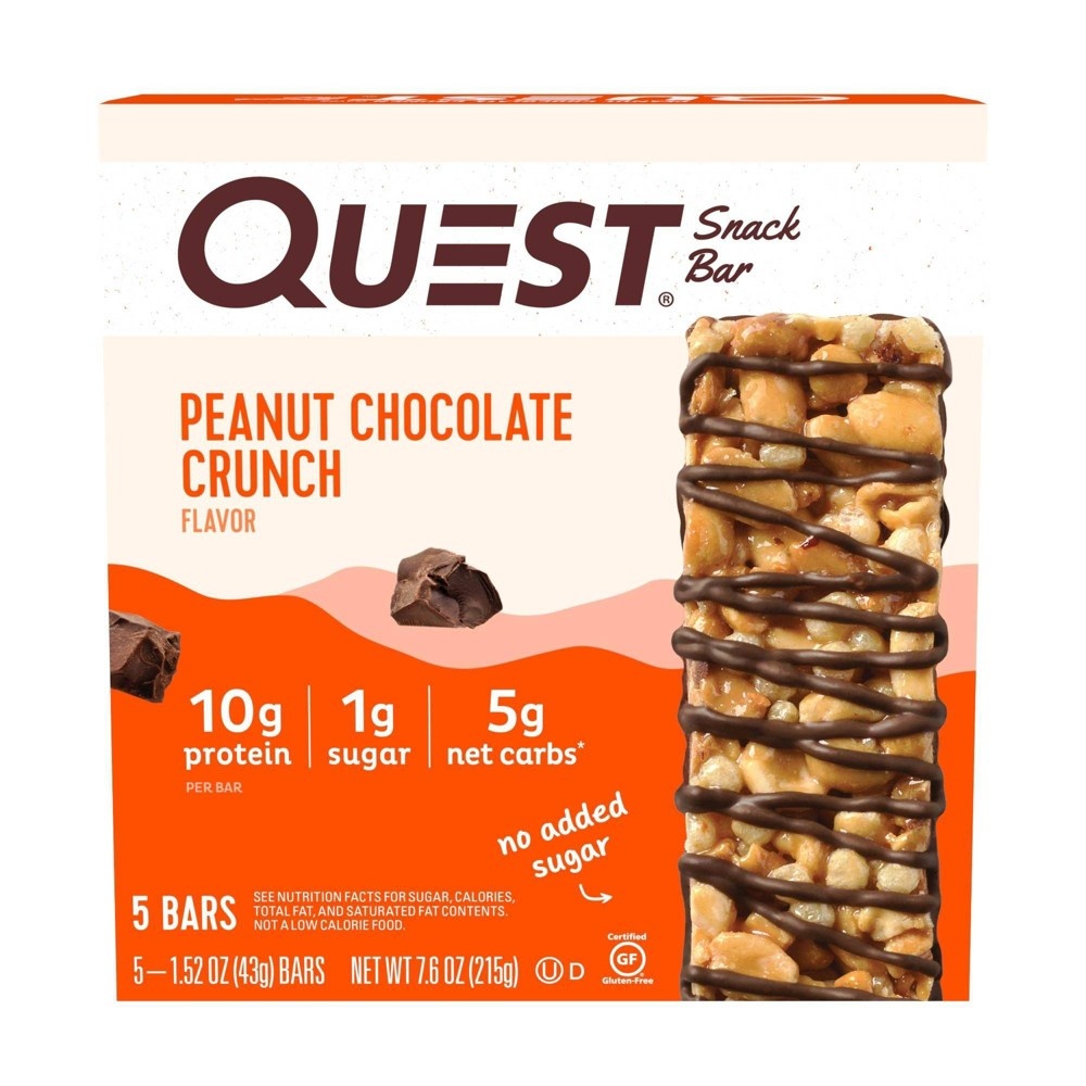 slide 3 of 7, Quest Nutrition Quest Peanut Chocolate Crunch Snack Bar, 5 ct, 7.6 oz