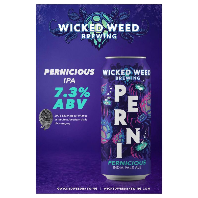 slide 3 of 15, Wicked Weed Brewing Wicked Weed Pernicious IPA Beer - 6pk/12 fl oz Cans, 6 ct; 12 fl oz