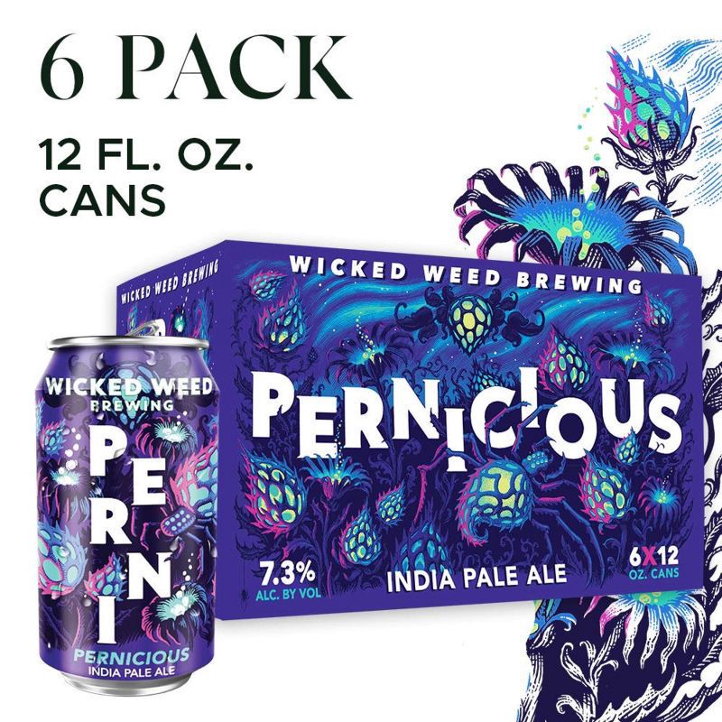 slide 13 of 15, Wicked Weed Brewing Wicked Weed Pernicious IPA Beer - 6pk/12 fl oz Cans, 6 ct; 12 fl oz