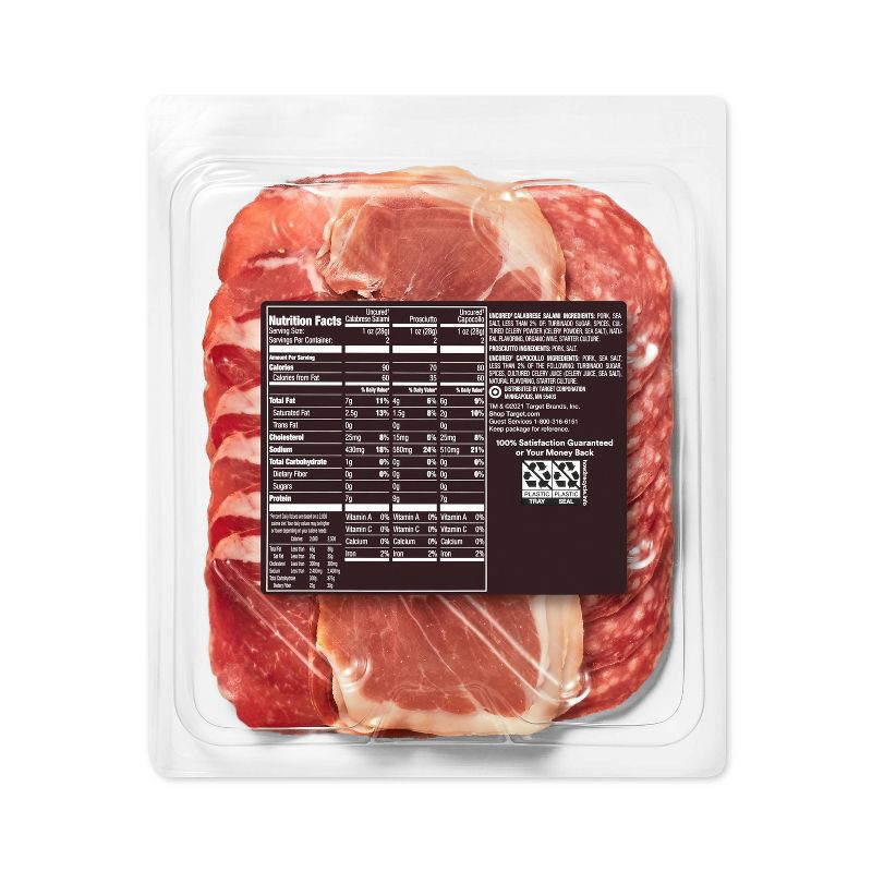 slide 2 of 4, Uncured Calabrese Salami Prosciutto Capocollo Tray - 6oz - Good & Gather™, 6 oz