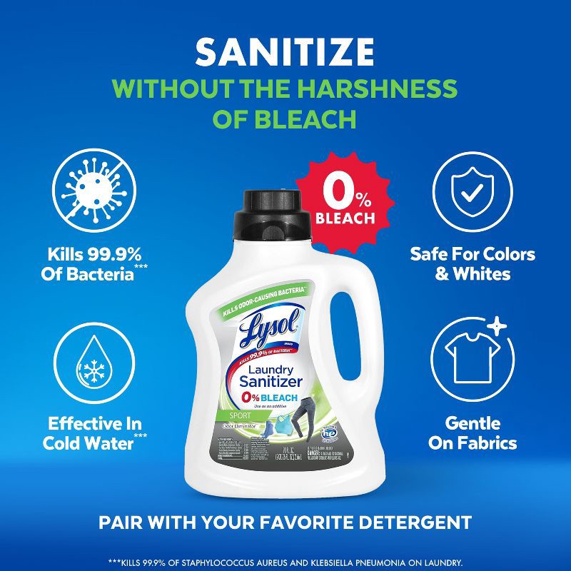 slide 9 of 9, Lysol Laundry Sanitizer Sport 0% Bleach - 90oz, 90 oz