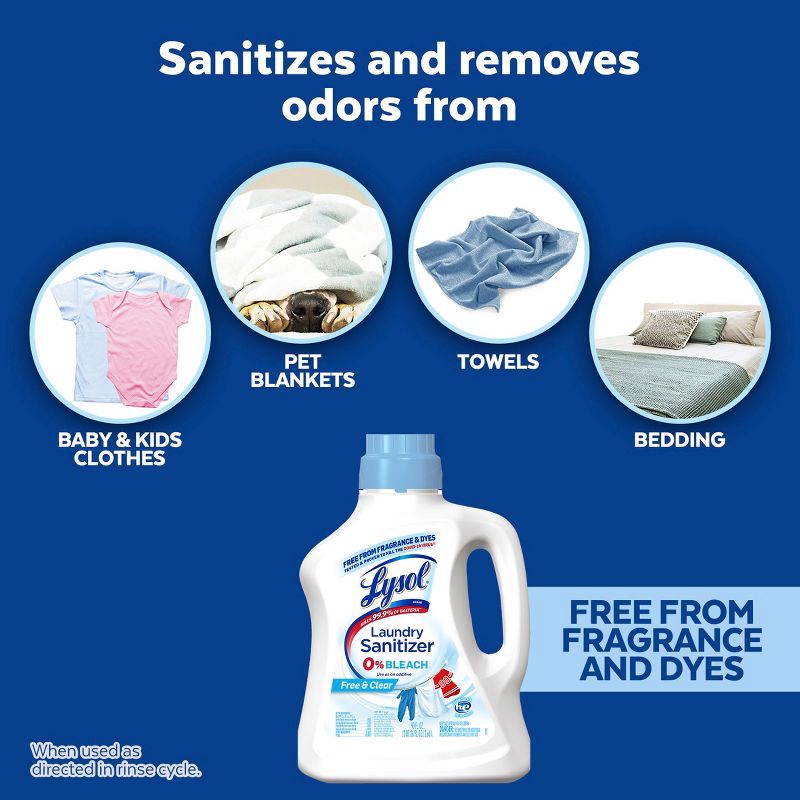 slide 9 of 13, Lysol Laundry Sanitizer Free & Clear - 90 fl oz, 90 fl oz