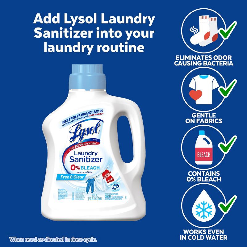 slide 11 of 13, Lysol Laundry Sanitizer Free & Clear - 90 fl oz, 90 fl oz