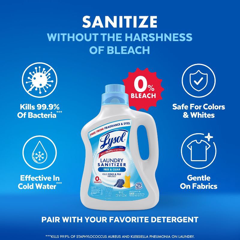 slide 5 of 13, Lysol Laundry Sanitizer Free & Clear - 90 fl oz, 90 fl oz