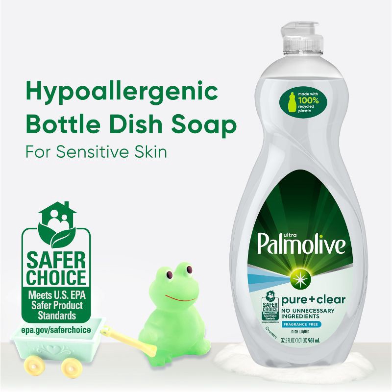 slide 3 of 10, Palmolive Ultra Pure + Clear Liquid Dish Soap Detergent - Fragrance Free - 32.5 fl oz, 32.5 fl oz