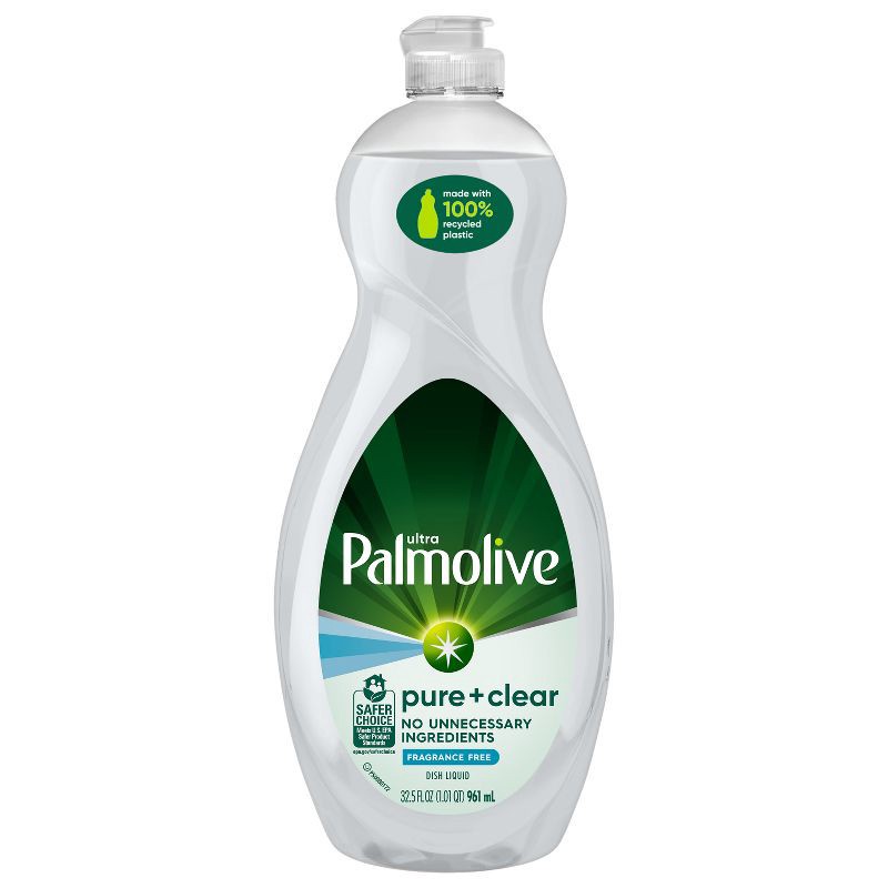 slide 8 of 10, Palmolive Ultra Pure + Clear Liquid Dish Soap Detergent - Fragrance Free - 32.5 fl oz, 32.5 fl oz
