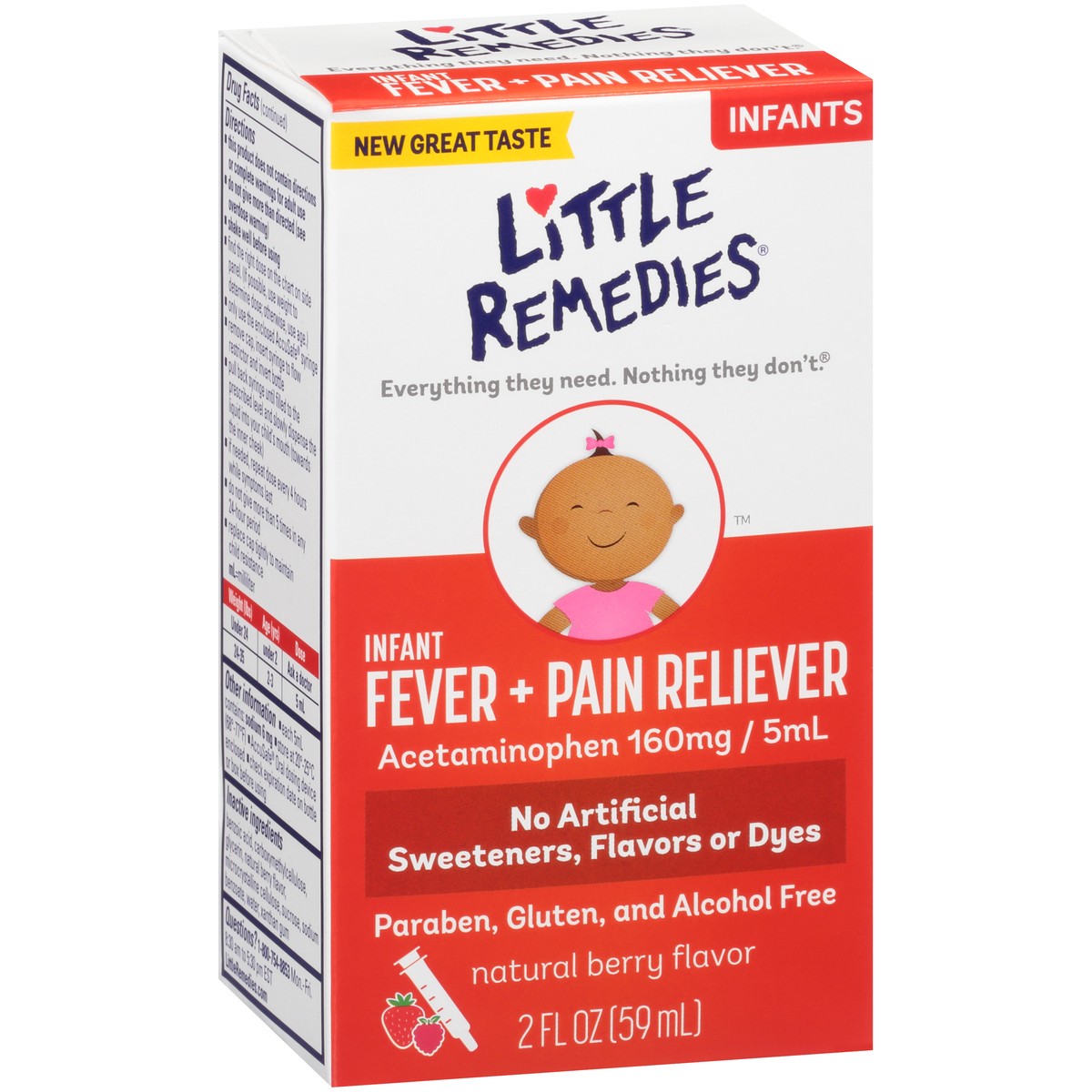 slide 9 of 10, Little Remedies Infant Fever & Pain Reliever with Acetaminophen, Natural Berry, 2 Fl Oz, 2 fl oz