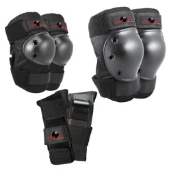 Eight Ball Kids' 8+ Pad Set 3pk - Black: Elbow, Knee, Wrist Protection